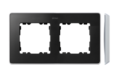 Ramka 2-krotna, Detail select-metal, grafit / podstawa aluminium Simon 82 8201620-240