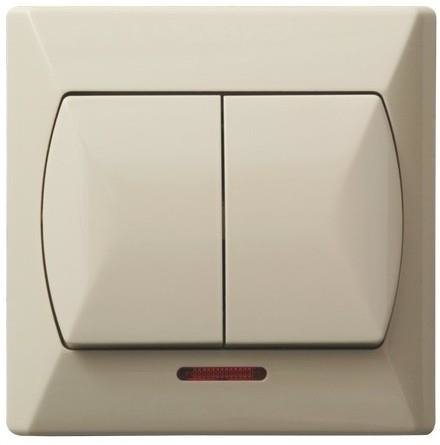 <span class="keyword" >Łącznik</span> dwugrupowy świecznikowy z podświetleniem pomarańczowym beżowy Ospel Akcent ŁP-2AS/01