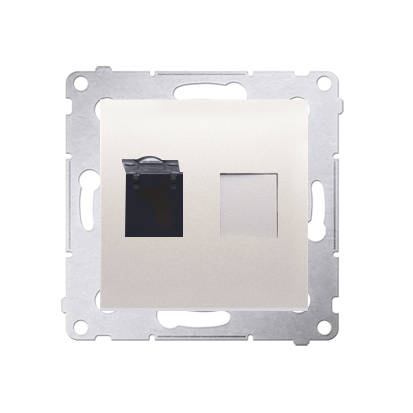 Simon 54 Premium Krem Gniazdo komputerowe pojedyncze RJ45 kat. 6 z przesłoną D61.01/41