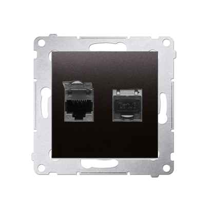 Simon 54 Premium Antracyt Gniazdo komputerowe podwójne RJ45 kat. 6 ekranowane z przesłoną D62E.01/48
