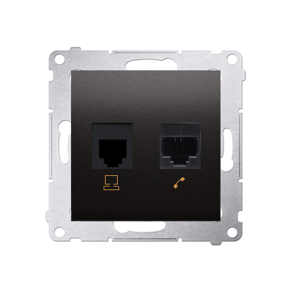 Simon 54 Premium Antracyt Gniazdo komputerowe RJ45 kat. 5e + telefoniczne RJ12 (moduł), D5T.01/48