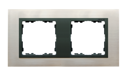 Ramka 2x stal inox / ramka pośrednia grafit Kontakt Simon 82827-37