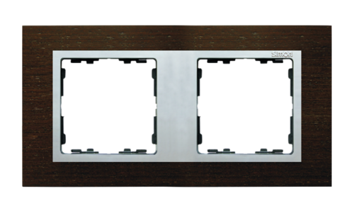 Ramka 2x wenge / ramka pośrednia aluminium mat Kontakt Simon 82927-65
