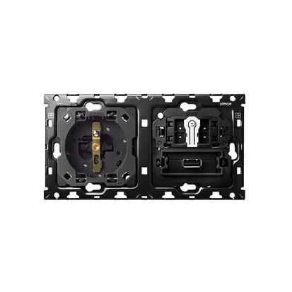 Zestaw 2-krotny: 1 gniazdo + 1 łącznik krzyżowy + 1 ładowarka USB SmartCharge 2,1 A Simon 100 10010225-039