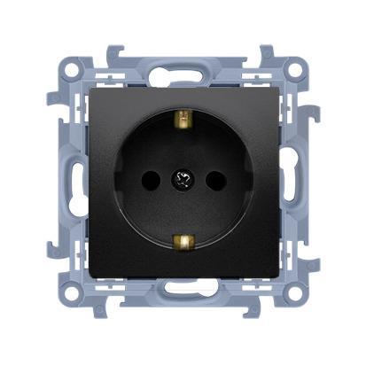 Gniazdo wtyczkowe Schuko pojedyncze (moduł) 16A, 250V, zaciski śrubowe czarny mat Simon10 CGSZ1.01/49