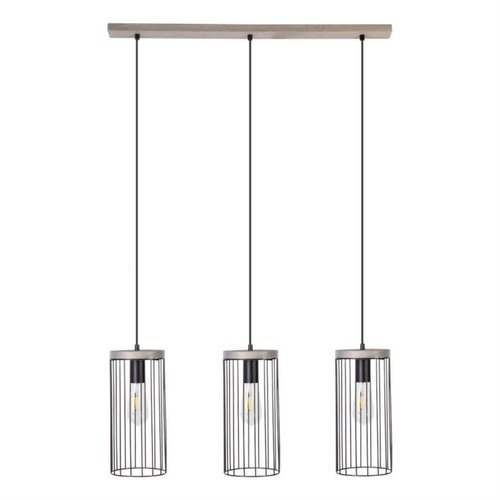 Timeo Lampa Wisząca 3xE27 Max.60W Sosna Bejcowana Szara/Czarny PVC/Czarny Britop