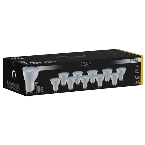 Zestaw żarówek 10x FARI LED GU10 7,5W 3000K ciepła WW 700lm 120st EDO