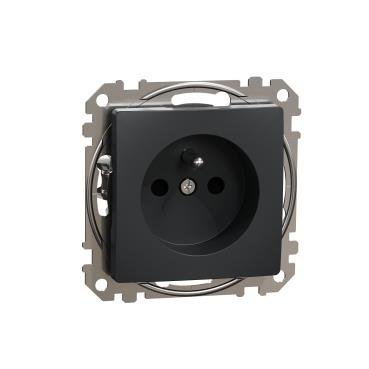 Gniazdo 2p+pE z przesłonami czarny, antracyt 2-biegunowy + PE z przesłonami IP20 SDD114011 Sedna Design Schneider Electric