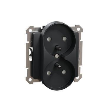 Gniazdo 2x2p+pE z przesłonami do systemu ramkowego czarny, antracyt 2x 2P+E IP20 SDD114275 Sedna Design Schneider Electric