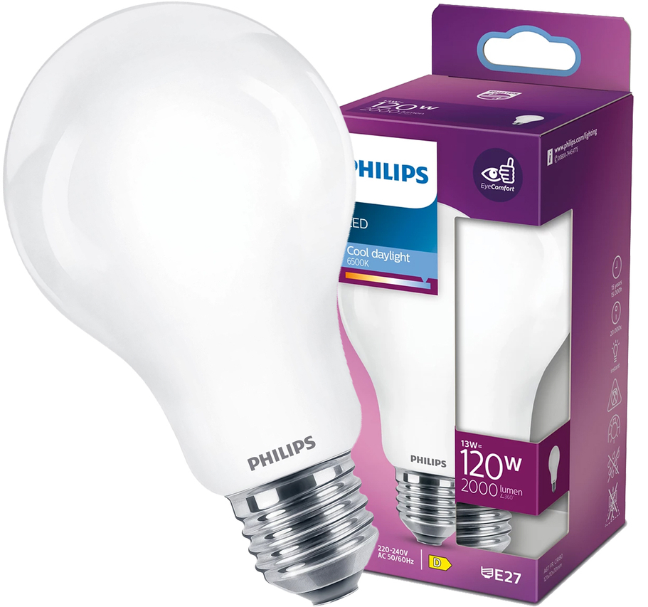 Żarówka LED classic A67 E27 13W =120W 6500K CW zimna 2000lm Philips