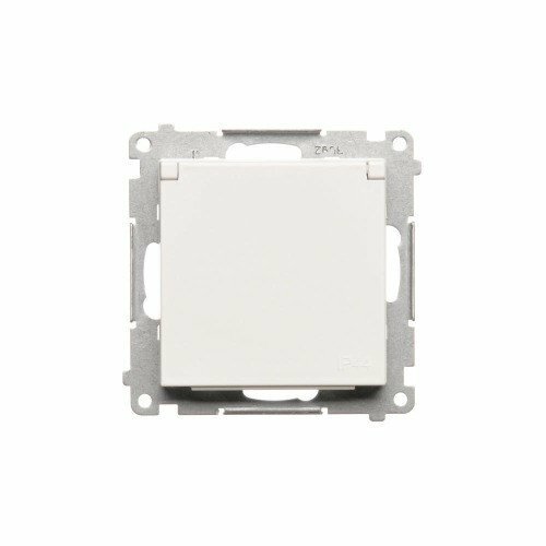 Gniazdo wtyczkowe do wersji IP44 bez uszczelki (moduł) 16 A, 250 V~, szybkozłącza. Klapka w kolorze pokrywy Biały mat Simon 55