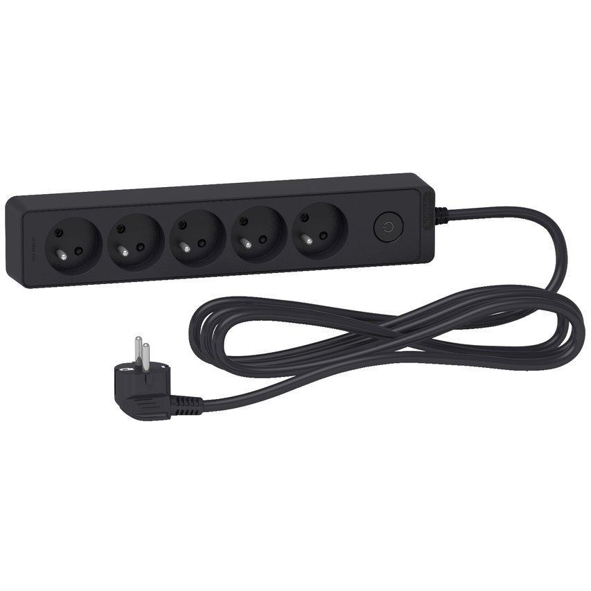 Przedłużacz 5-krotny 5x230V z wyłącznikiem 3m antracyt Odace ST9353B Schneider Electric