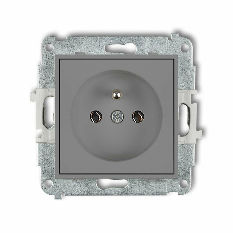 Mechanizm gniazda pojedynczego z uziemieniem 2P+Z (bez przesłon torów prądowych) szary mat ICON 27IGP-1z