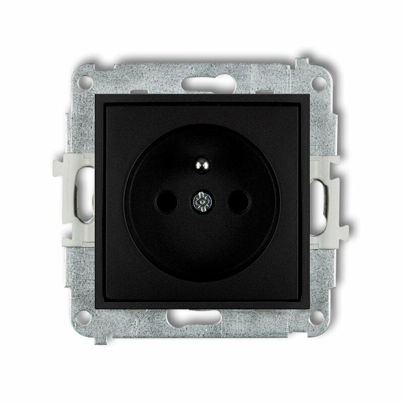 Mechanizm gniazda pojedynczego z uziemieniem 2P+Z (przesłony torów prądowych) czarny mat ICON 12IGP-1zp