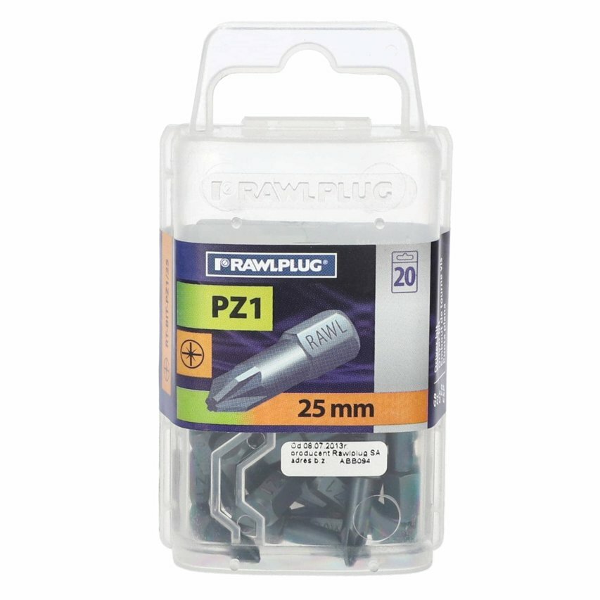 Długie bity Pozidriv1 PZ1 25mm opakowanie plastikowe 20 szt