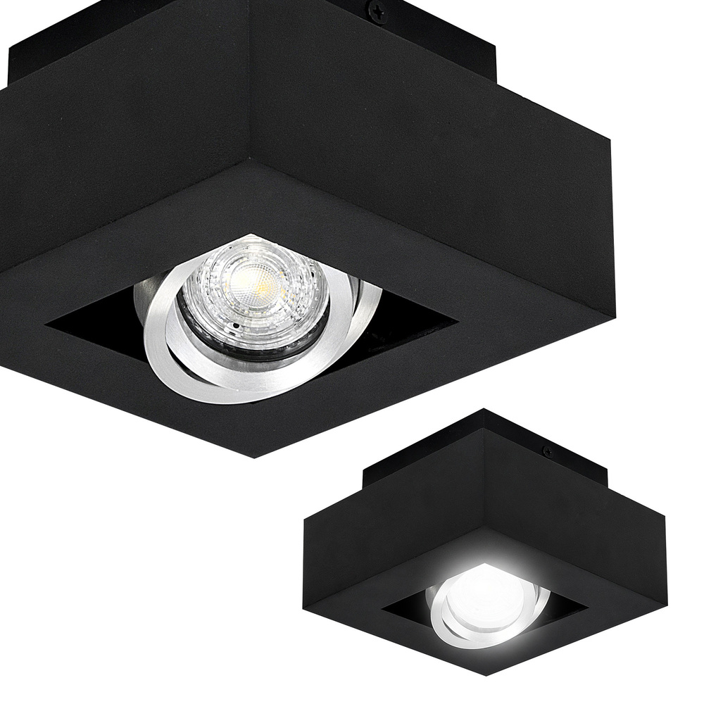 Punktowa oprawa sufitowa OSMIN RIM 1 Black Silver IP20 kwadratowa pojedyncza czarny mat, wymienny pierścień, EDO777679 EDO Solutions
