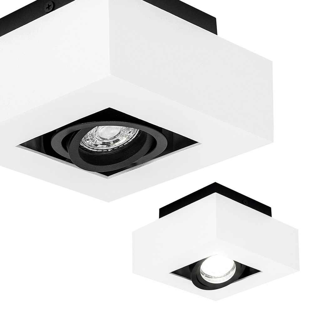 Punktowa oprawa sufitowa OSMIN RIM 1 White Black IP20 kwadratowa pojedyncza biały mat, wymienny pierścień, EDO777680 EDO Solutions