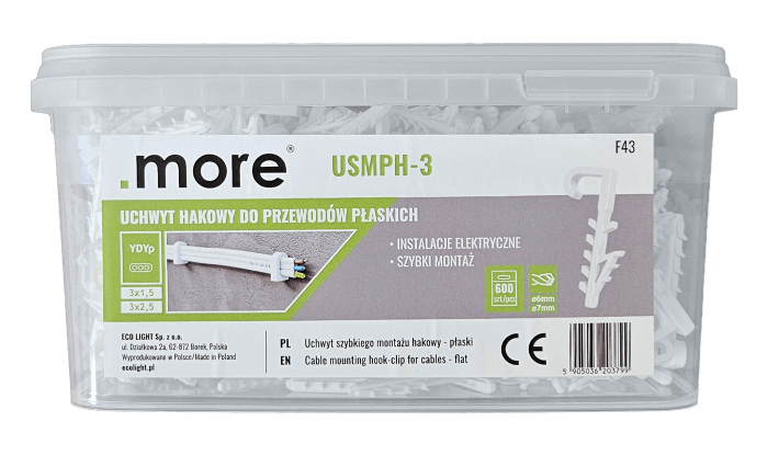 Wiaderko uchwytów kablowych  hakowych USMPH-3 (600 szt) M20379 Eco Light