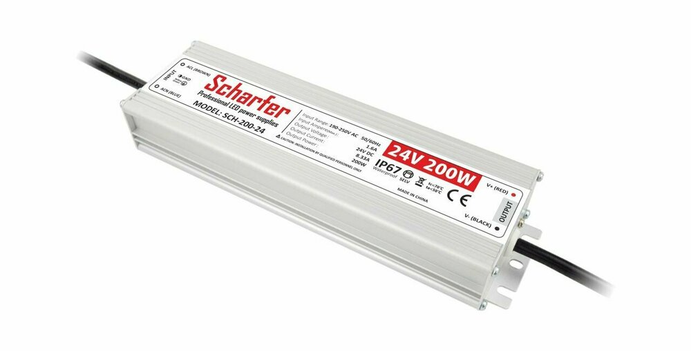 Zasilacz hermetyczny 200W 24V IP67 4.17A uniwersalny Scharfer SCH-200-24