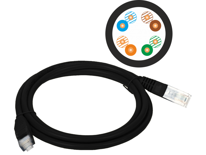 Patch-cord U/UTP kat.5e PVC 3.0m czarny ALANTEC