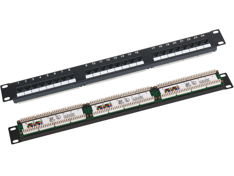 Patch panel 1U/19 cali UTP nieekranowany 24 porty kat. 5E złącza LSA Q-LANTEC
