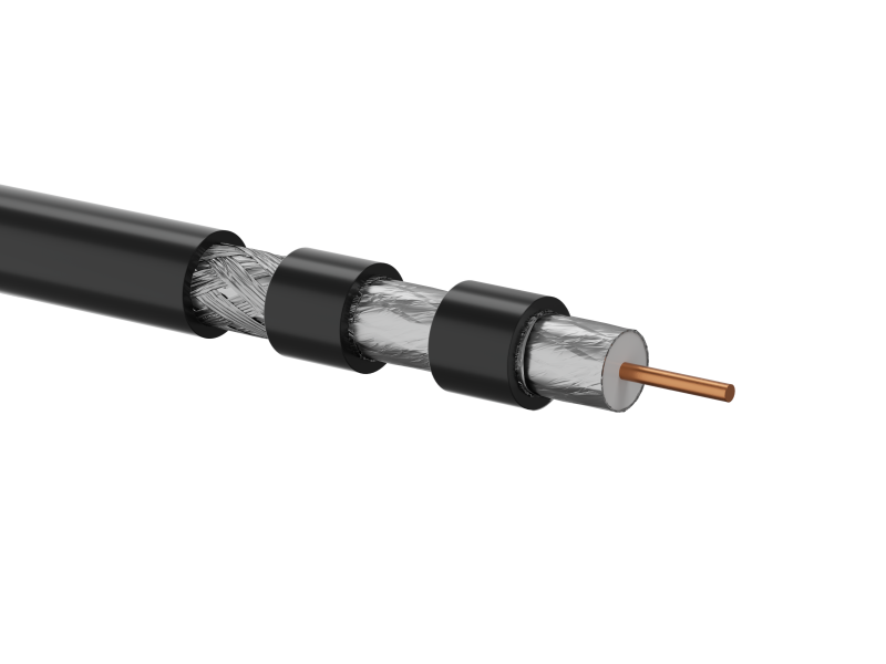 Przewód koncentryczny zewnętrzny żelowany trishield RG6 75 Om, 1.02/4.55/6.86 PE Fca 500m RGTec
