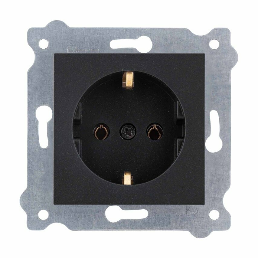 Gniazdo z uziemieniem Schuko 2P+E Czarny Metalik 237/14E EXEN