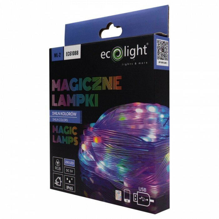 Magiczne lampki RGB 1 milion kolorów 200 LED 10m DC 5V