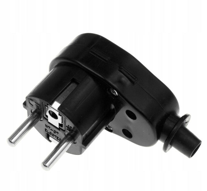 Wtyczka obrotowa z uziemieniem 360°/45° 16A/250V Czarna WT-07-2 Elgotech