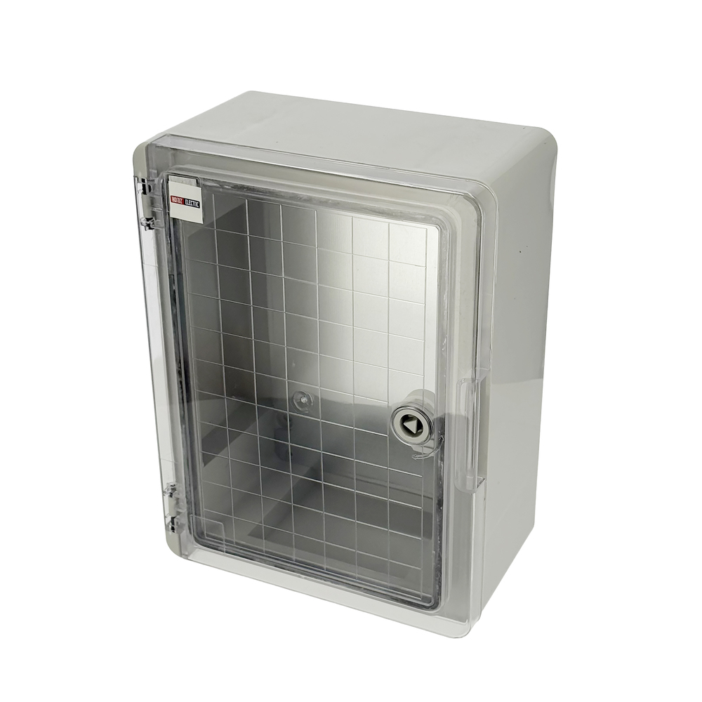 Obudowa standardowa ABS 250x330x140 z ocynkowaną płytą montażową (z przezroczystymi drzwiami) szara | 800.701.002 | HOROZ