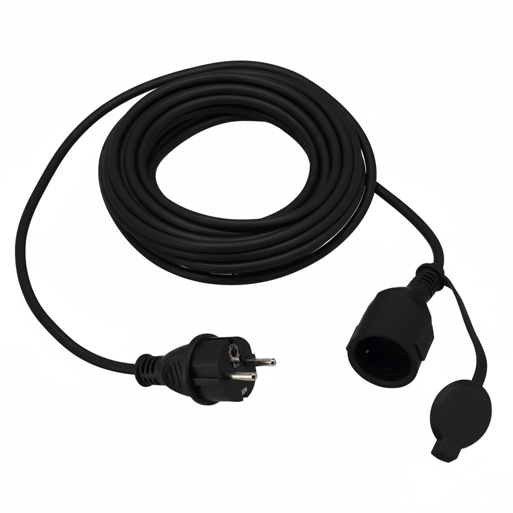 Przedłużacz ogrodowy czarny 15 m (3×1,5 mm²) IP44 gniazdo Schuko  | 800.815.110 | HOROZ