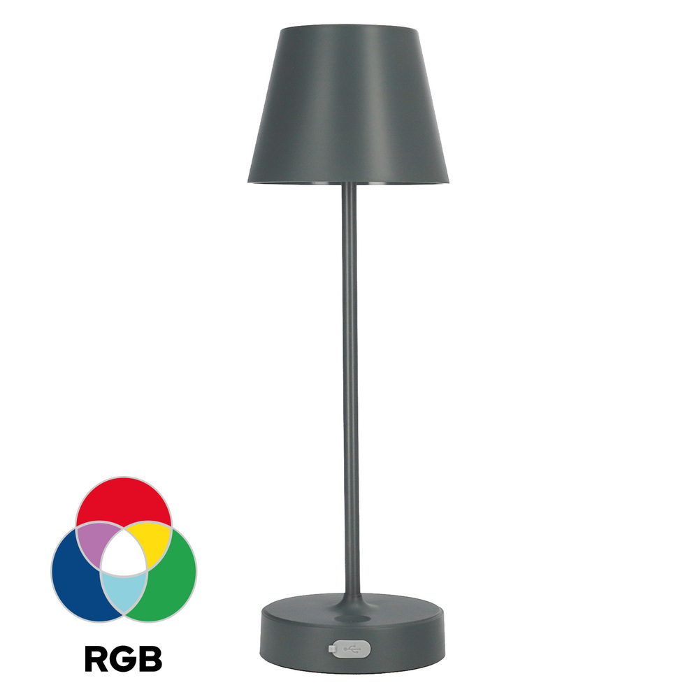 Lampka stołowa NELI 2,7W LED, CCT+RGB szara, z akumulatorem, 2200mAh, IP54, 200lm, 33cm, EDO777720 EDO Solutions