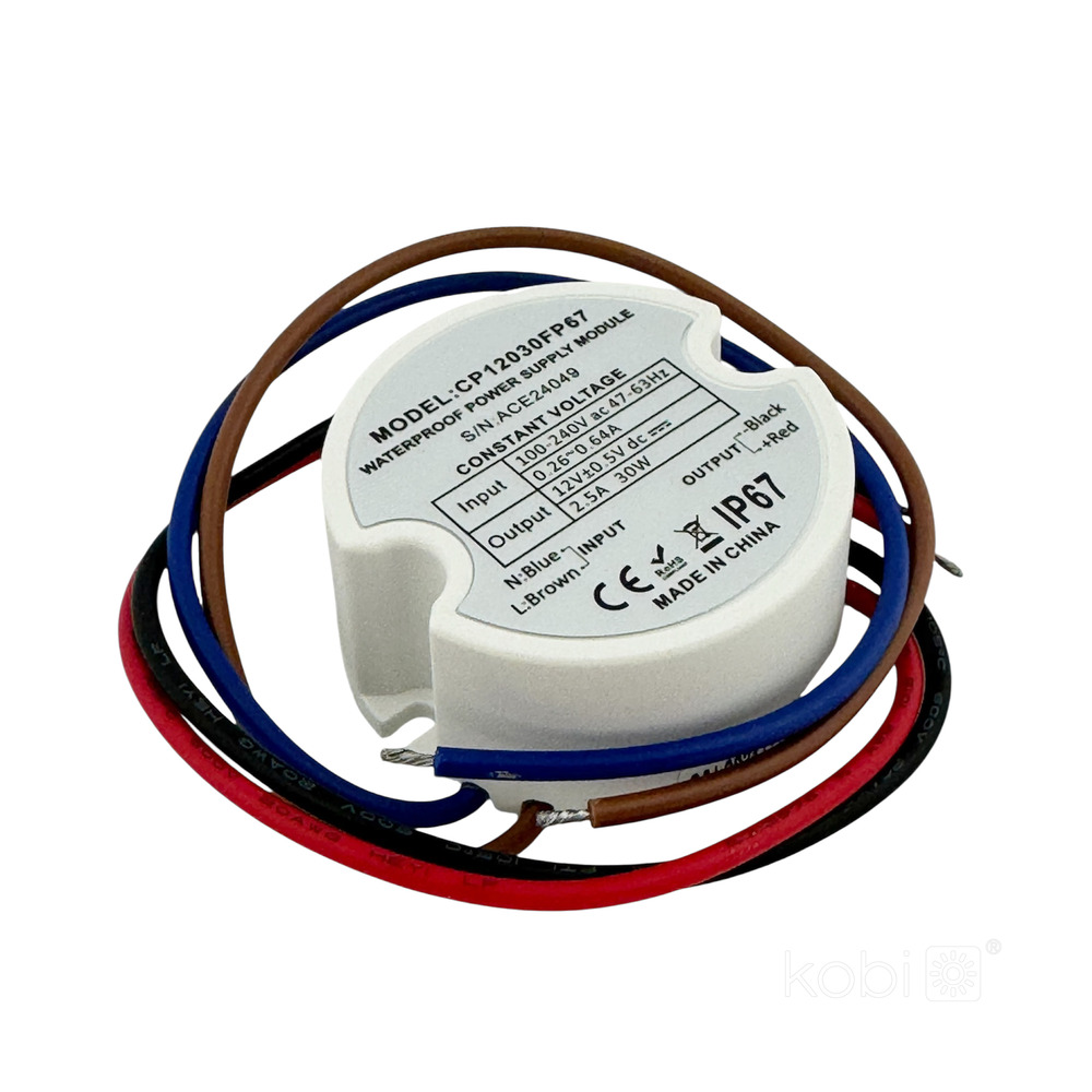 Moduł zasilacza puszkowy 12V 30W 2,50A IP67 Kobi