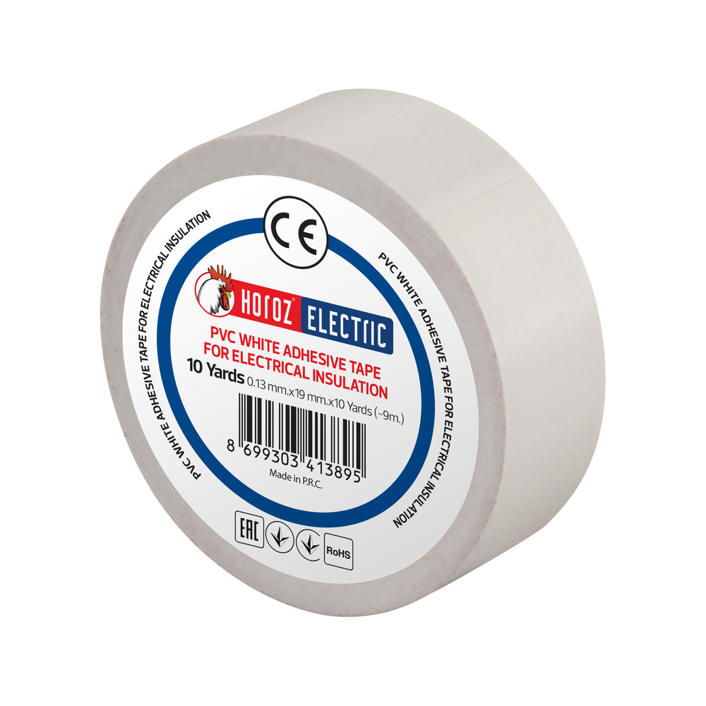 Taśma elektroizolacyjna PVC 19mmx9m biała | HOROZ