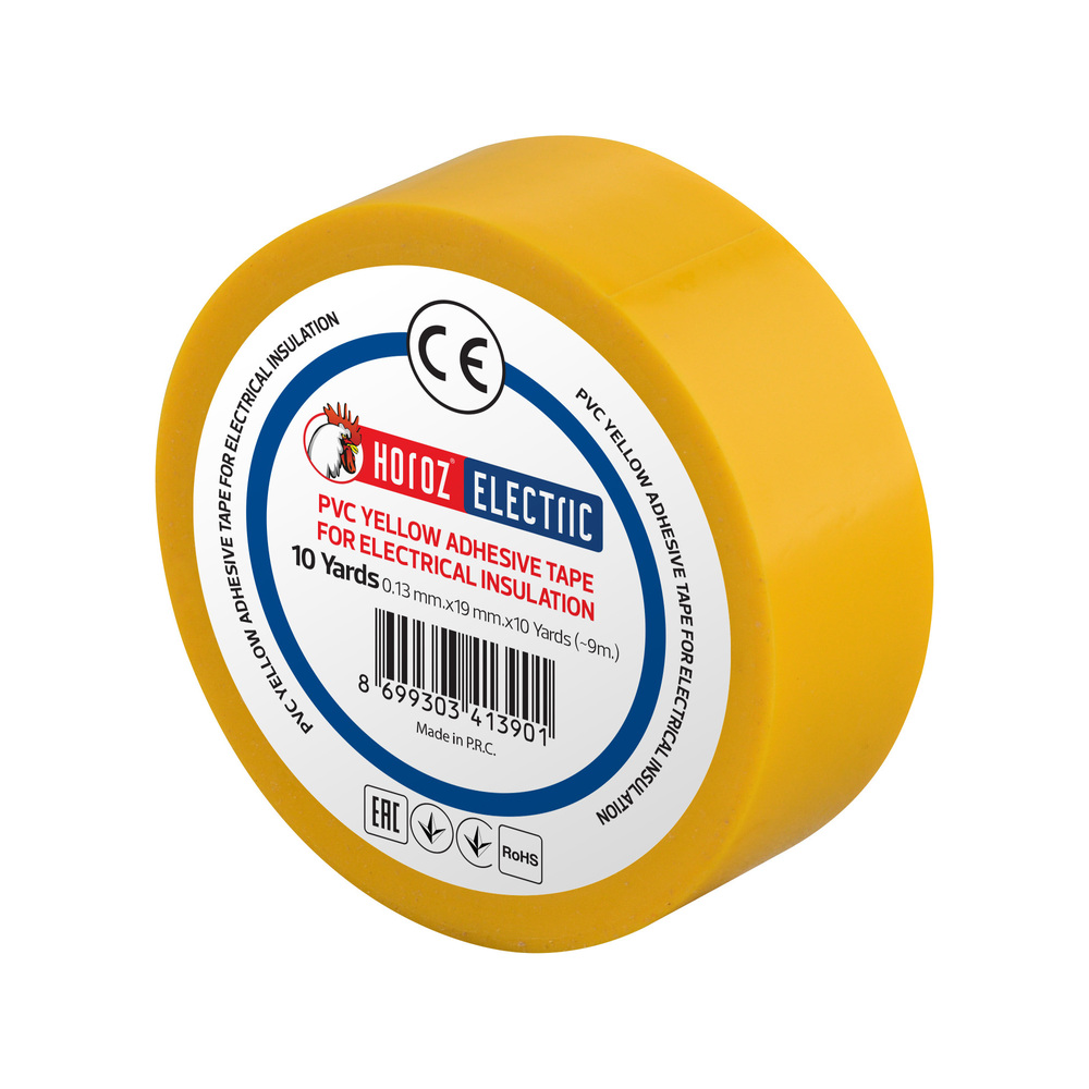 Taśma elektroizolacyjna PVC 19mmx9m żółta | HOROZ
