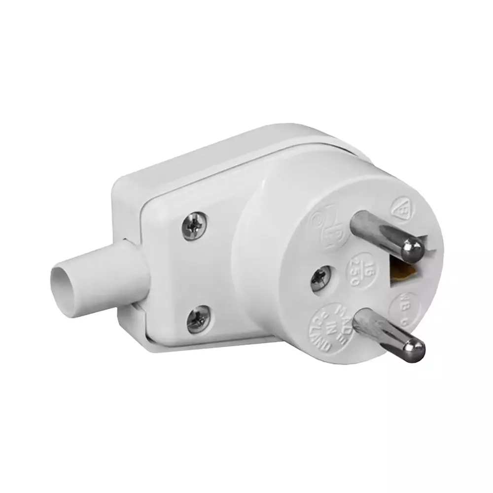 Wtyczka kątowa 16A 250V IP20 biała Viplast 220-01