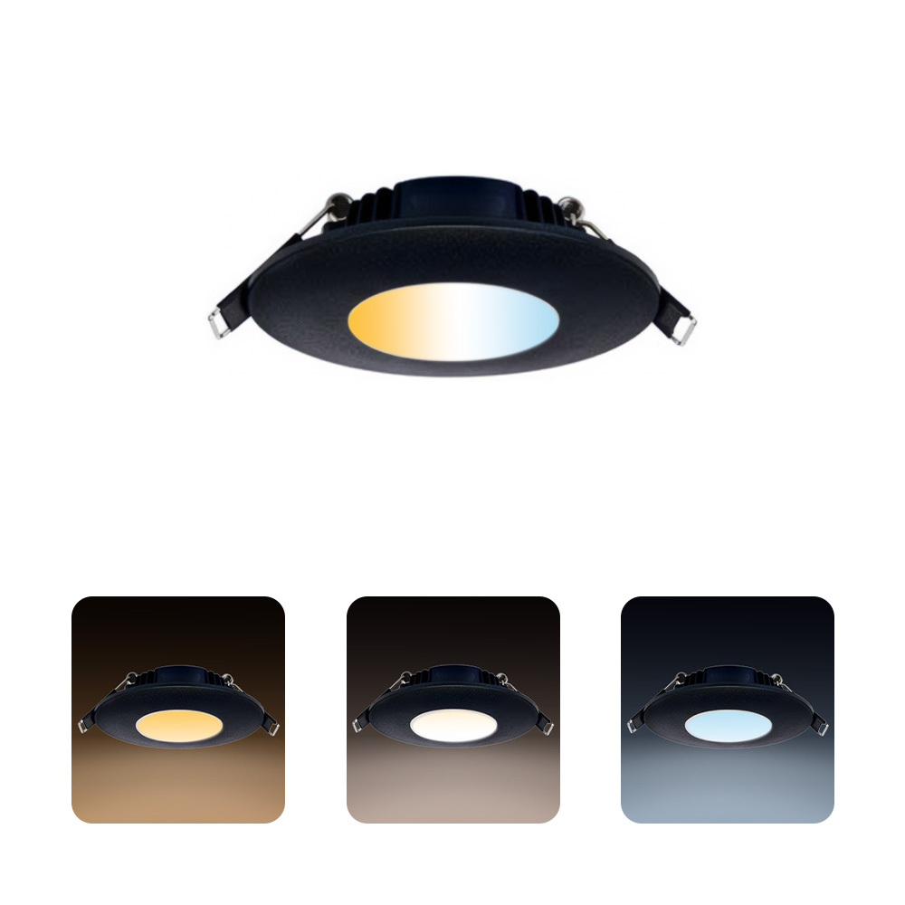 Oprawa sufitowa podtynkowa LED 5W 450lm 3CCT IP65 okrągła czarna LOGAN HOROZ