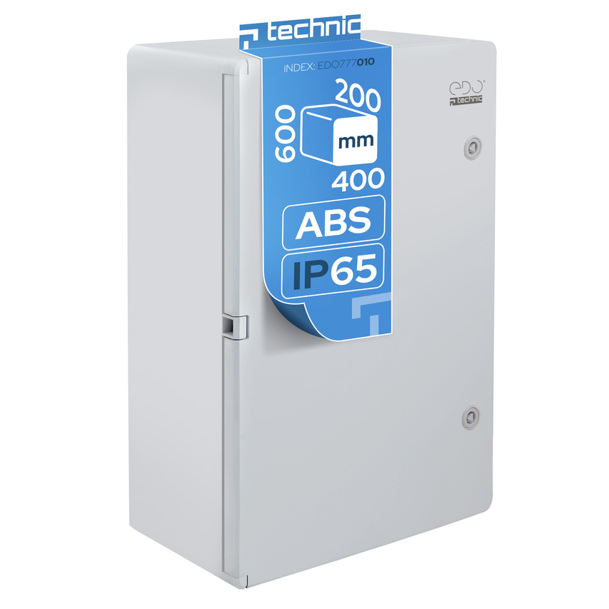 Obudowa standardowa pusta ABS 400x600x200 z ocynkowaną płytą montażową (nieprzezroczysta) szara IP65  EDO777010  Edo Technic