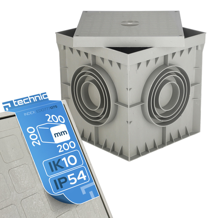 Obudowa studzienka gruntowa kontrolno-pomiarowa 200x200x200 IP54 IK10  szara EDO777075  EDO Technic