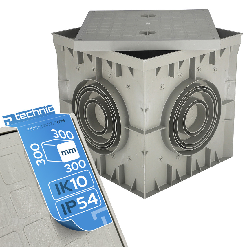 Obudowa studzienka gruntowa kontrolno-pomiarowa 300x300x300 IP54 IK10 szara  EDO777076  EDO Technic