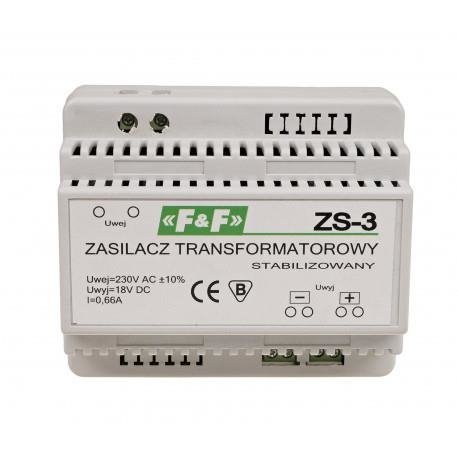 Zasilacz transformatorowy 12W 0,66A 18V ZS-3 F&F