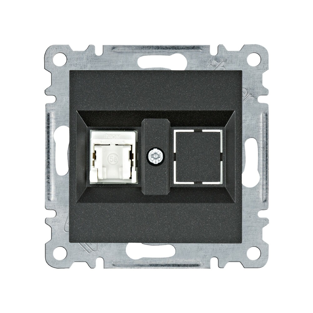Gniazdo komputerowe pojedyncze RJ45 kat.5e UTP, czarny WL2113 Lumina Hager