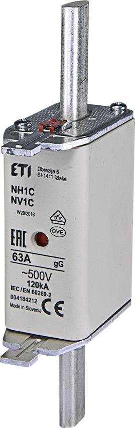 Wkładka bezpiecznikowa KOMBI NH1C gG 63A/500V ETI