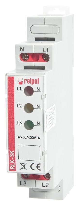 Lampka kontrolna trójfazowa LED 1 x czerowny, 1 x żółty, 1 x zielony AC 50/60 Hz 3N~ 400/230V 863028 Relpol