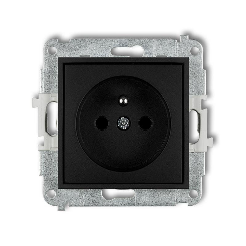 Mechanizm gniazda pojedynczego z uziemieniem 2P+Z (przesłony torów prądowych) czarny mat 12MGP-1zp Karlik Mini