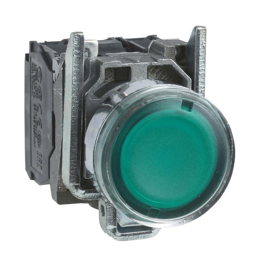 Przycisk płaski zielony LED 24V metalowy Schneider XB4BW33B5