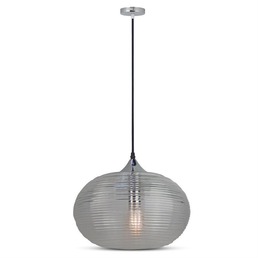 Lampa wisząca okrągła 33cm E27 Diamond Cut Glass Black VT-7350-HB 3880 V-TAC