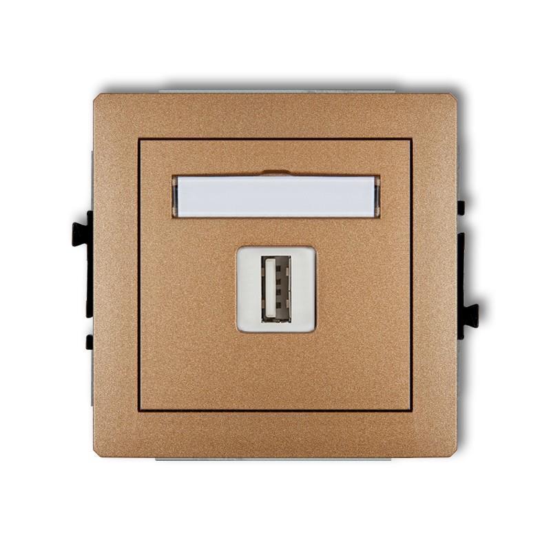 Mechanizm gniazda pojedynczego USB A-A 3.0, bez pola opisowego złoty metalik DECO 8DGUSBBO-5 Karlik