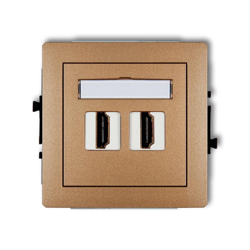 Mechanizm gniazda podwójnego HDMI 2.0, bez pola opisowego złoty metalik DECO 8DHDMIBO-4 Karlik