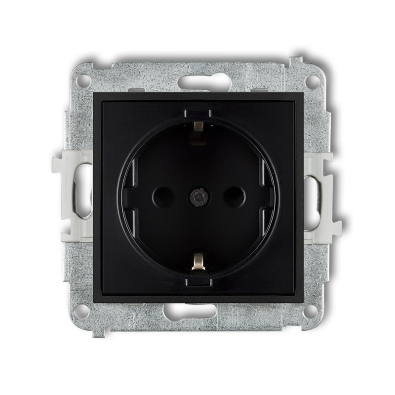 Mechanizm gniazda pojedynczego z uziemieniem SCHUKO 2P+Z czarny mat 12MGP-1sp Karlik Mini
